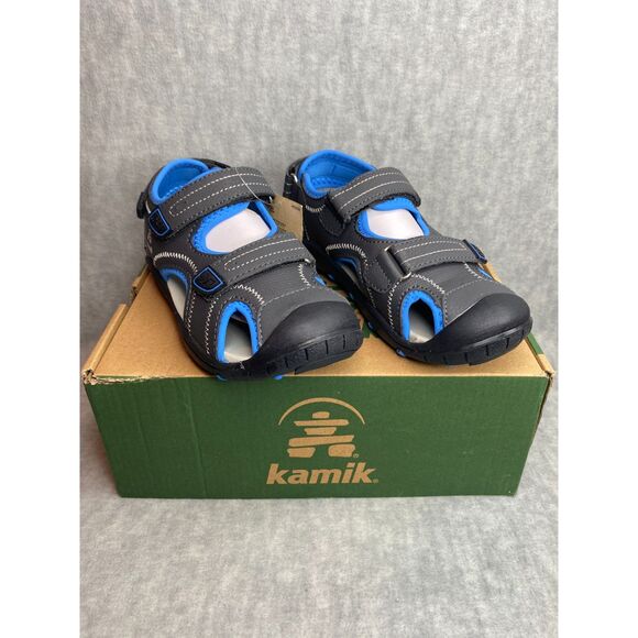 Kamik Boys Kids Size 3 Sandals Seaturtle 2 Closed Toe Blue Gray Waterproof Youth - Picture 1 of 9